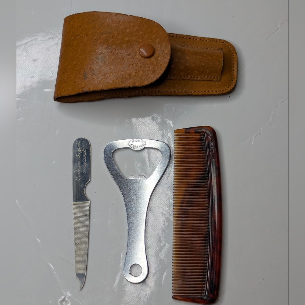 Vintage 2-Piece Travel Manicure Set with bottle opener Made In England